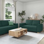 vidaXL Set de canapele cu perne, 2 piese, verde închis, textil vidaXL Set de canapele cu perne, 2 piese, verde închis, textil