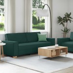 vidaXL Set de canapele cu perne, 2 piese, verde închis, textil vidaXL Set de canapele cu perne, 2 piese, verde închis, textil