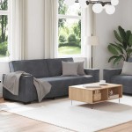 vidaXL Set de canapele cu perne, 2 piese, gri închis, catifea vidaXL Set de canapele cu perne, 2 piese, gri închis, catifea
