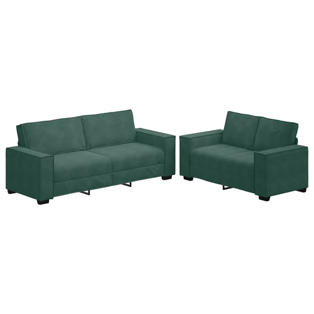 vidaXL Set de canapele cu perne, 2 piese, verde închis, catifea