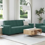 vidaXL Set de canapele cu perne, 2 piese, verde închis, catifea vidaXL Set de canapele cu perne, 2 piese, verde închis, catifea