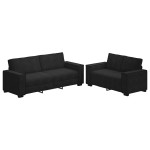 vidaXL Set de canapele cu perne, 2 piese, negru, catifea