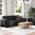 vidaXL Set de canapele cu perne, 2 piese, negru, catifea