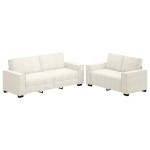 vidaXL Set de canapele cu perne, 2 piese, crem, catifea