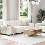 vidaXL Set de canapele cu perne, 2 piese, crem, catifea