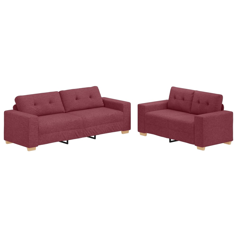vidaXL Set de canapea 2 pcs Roșu Vin 221 x 78 x 80 cm Țesătură