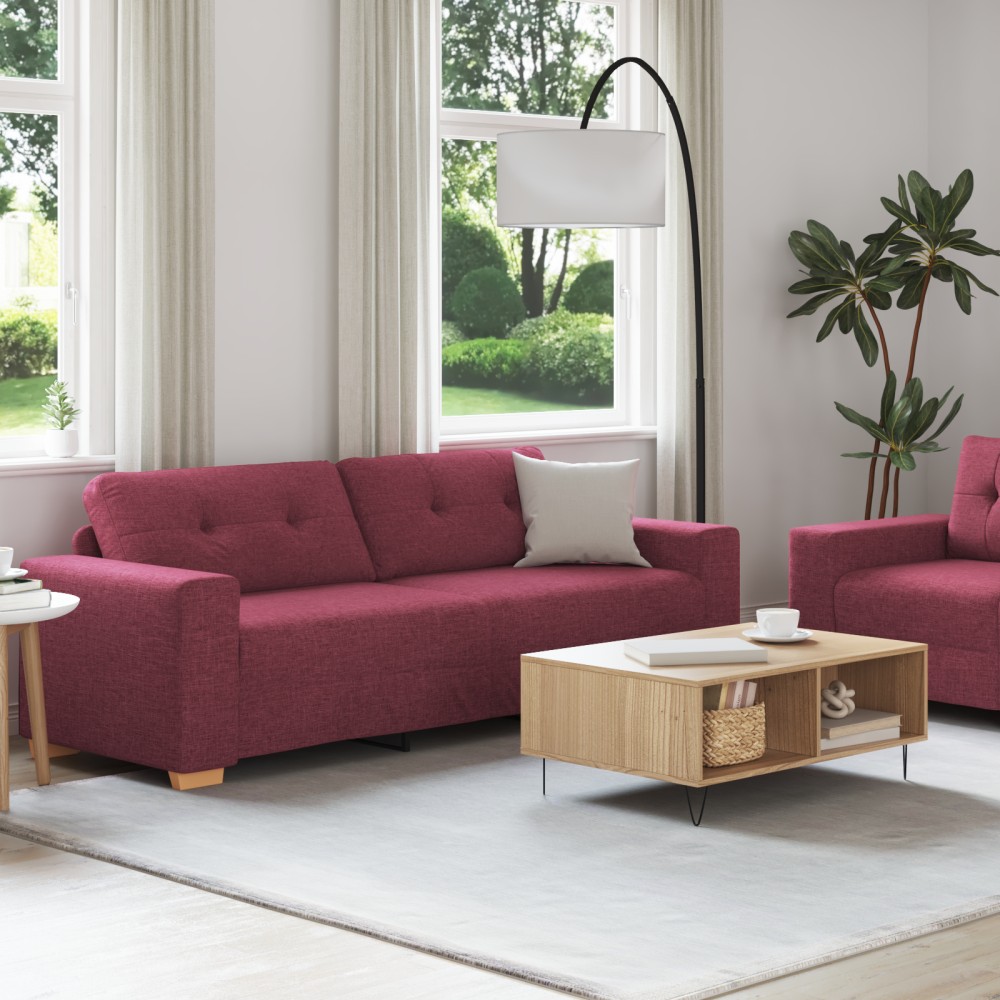 vidaXL Set de canapea 2 pcs Roșu Vin 221 x 78 x 80 cm Țesătură