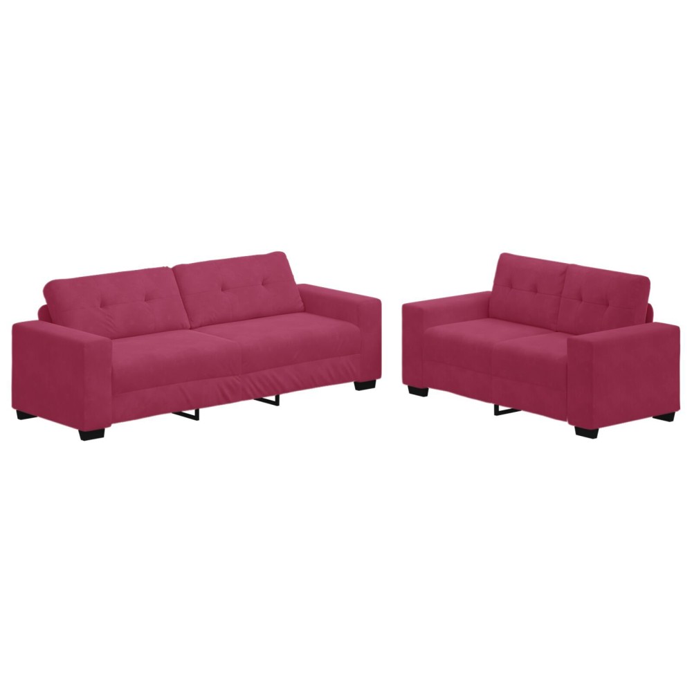 vidaXL Set de canapea 2 pcs bordo 221 x 78 x 80 cm Catifea