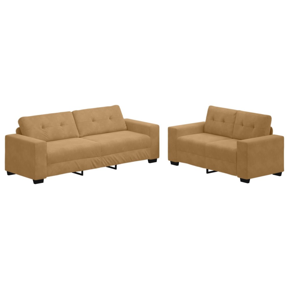 Set canapea vidaXL 2 piese cu perne din catifea maro
