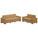 Set canapea vidaXL 2 piese cu perne din catifea maro Set canapea vidaXL 2 piese cu perne din catifea maro
