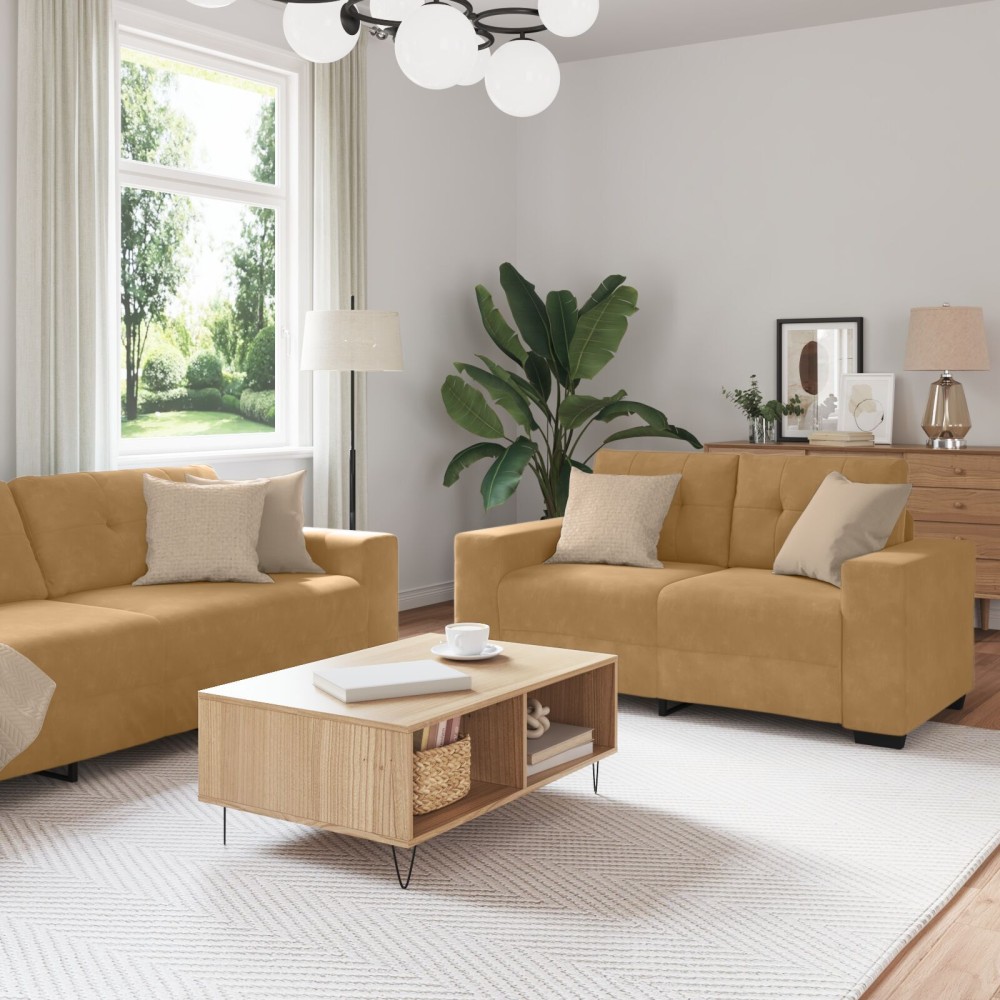 Set canapea vidaXL 2 piese cu perne din catifea maro