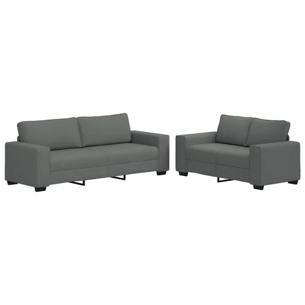 vidaXL Set de canapele cu perne, 2 piese, gri închis, textil