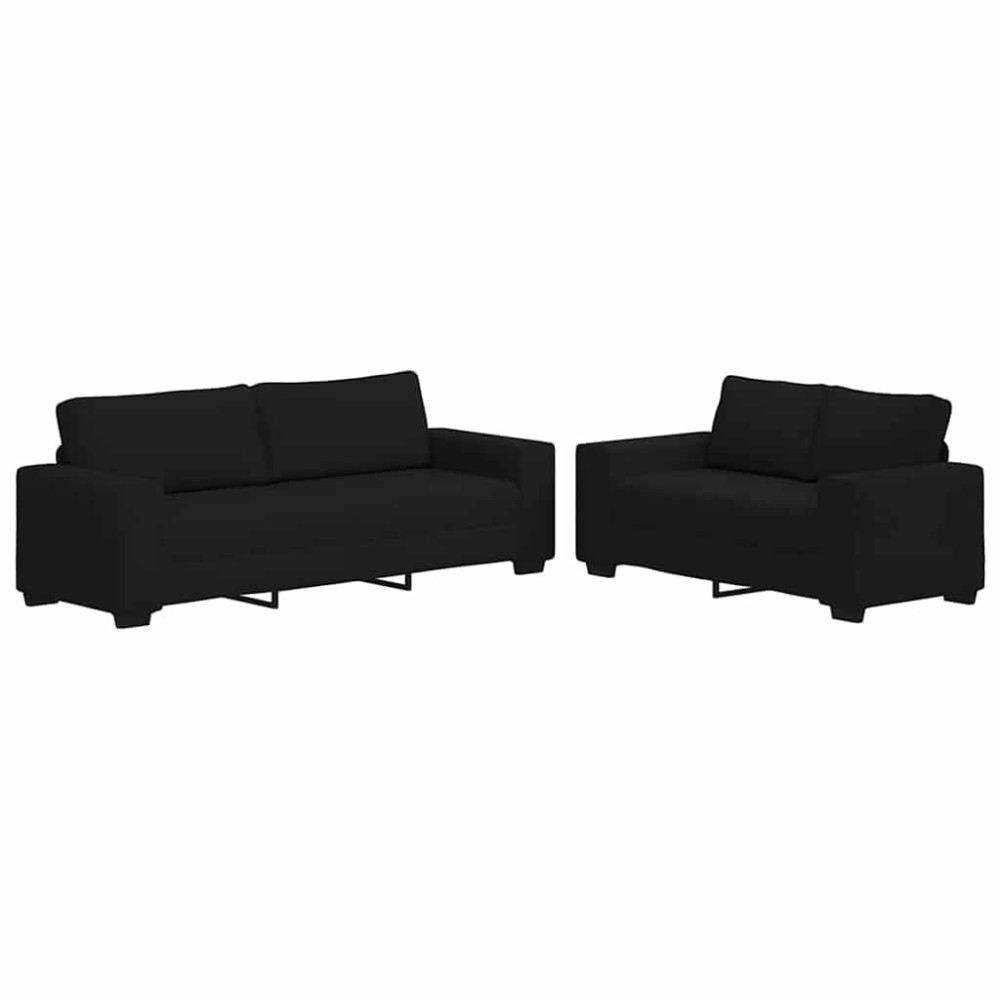 vidaXL Set de canapele cu perne, 2 piese, negru, textil