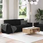 vidaXL Set de canapele cu perne, 2 piese, negru, textil vidaXL Set de canapele cu perne, 2 piese, negru, textil