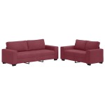 vidaXL Set canapea cu perne, 2 piese, roșu vin, material textil