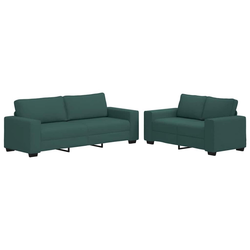 vidaXL Set de canapele cu perne, 2 piese, verde închis, textil