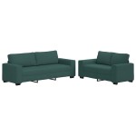vidaXL Set de canapele cu perne, 2 piese, verde închis, textil vidaXL Set de canapele cu perne, 2 piese, verde închis, textil