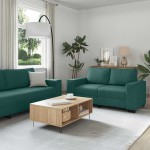 vidaXL Set de canapele cu perne, 2 piese, verde închis, textil vidaXL Set de canapele cu perne, 2 piese, verde închis, textil