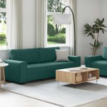 vidaXL Set de canapele cu perne, 2 piese, verde închis, textil vidaXL Set de canapele cu perne, 2 piese, verde închis, textil