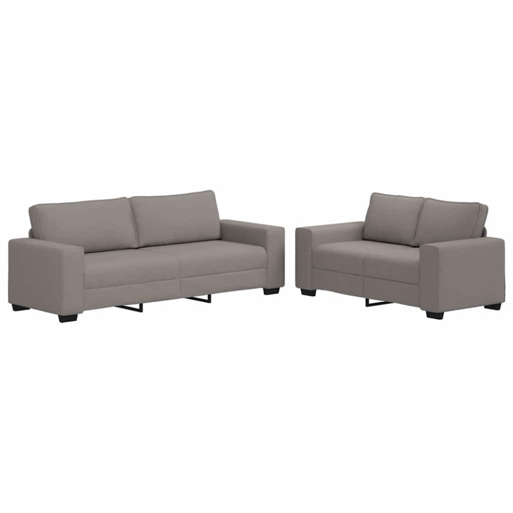 vidaXL Set de canapea cu perne, 2 piese, gri taupe, material textil