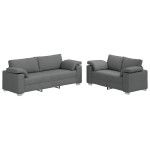 vidaXL Set de canapea 2 pcs Gri închis 219 x 77 x 82 cm țesătură