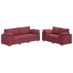 vidaXL Set de canapea 2 pcs bordo 219 x 77 x 82 cm țesătură
