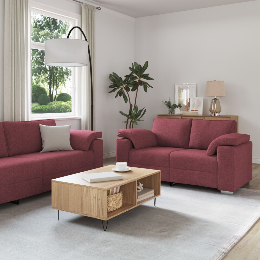 vidaXL Set de canapea 2 pcs bordo 219 x 77 x 82 cm țesătură