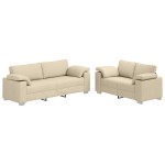 vidaXL Set de canapea 2 pcs Crem 219 x 77 x 82 cm țesătură