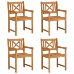 vidaXL Scaun pentru Grădină 4 pcs Maro 56 x 56 x 90 cm