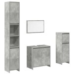 vidaXL Set mobilier de baie, 4 piese, gri beton, lemn compozit