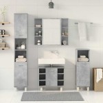 vidaXL Set mobilier de baie, 4 piese, gri beton, lemn compozit
