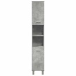 vidaXL Set mobilier de baie, 4 piese, gri beton, lemn compozit
