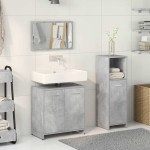 vidaXL Set mobilier de baie, 3 piese, gri beton, lemn compozit vidaXL Set mobilier de baie, 3 piese, gri beton, lemn compozit