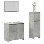 vidaXL Set mobilier de baie, 3 piese, gri beton, lemn compozit vidaXL Set mobilier de baie, 3 piese, gri beton, lemn compozit