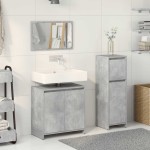 vidaXL Set mobilier de baie, 3 piese, gri beton, lemn compozit vidaXL Set mobilier de baie, 3 piese, gri beton, lemn compozit