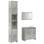 vidaXL Set mobilier de baie, 3 piese, gri beton, lemn compozit vidaXL Set mobilier de baie, 3 piese, gri beton, lemn compozit