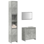vidaXL Set mobilier de baie, 3 piese, gri beton, lemn compozit vidaXL Set mobilier de baie, 3 piese, gri beton, lemn compozit