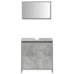 vidaXL Set mobilier de baie, 3 piese, gri beton, lemn compozit vidaXL Set mobilier de baie, 3 piese, gri beton, lemn compozit