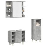 vidaXL Set mobilier de baie, 3 piese, gri beton, lemn compozit vidaXL Set mobilier de baie, 3 piese, gri beton, lemn compozit