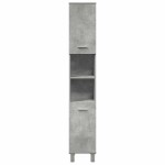vidaXL Set mobilier de baie, 3 piese, gri beton, lemn compozit