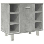 vidaXL Set mobilier de baie, 3 piese, gri beton, lemn compozit