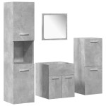 vidaXL Set mobilier de baie, 4 piese, gri beton, lemn compozit