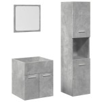 vidaXL Set mobilier de baie, 3 piese, gri beton, lemn compozit vidaXL Set mobilier de baie, 3 piese, gri beton, lemn compozit