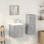 vidaXL Set mobilier de baie, 3 piese, gri beton, lemn compozit
