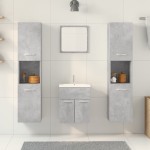 vidaXL Set mobilier de baie, 4 piese, gri beton, lemn compozit