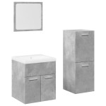 vidaXL Set mobilier de baie, 4 piese, gri beton, lemn compozit