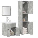 vidaXL Set mobilier de baie, 4 piese, gri beton, lemn compozit