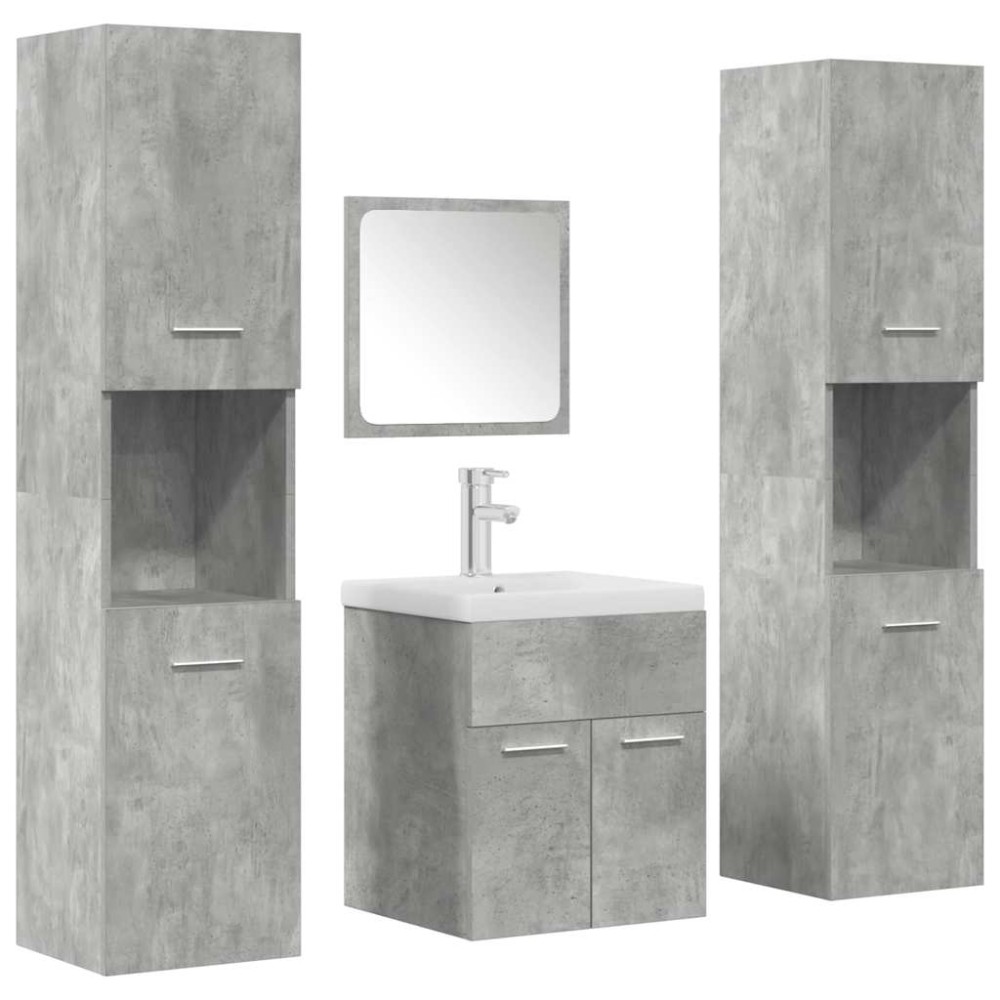 vidaXL Set mobilier de baie, 5 piese, gri beton, lemn prelucrat