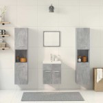 vidaXL Set mobilier de baie, 5 piese, gri beton, lemn prelucrat