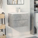 vidaXL Set mobilier de baie, 2 piese, gri beton, lemn compozit vidaXL Set mobilier de baie, 2 piese, gri beton, lemn compozit
